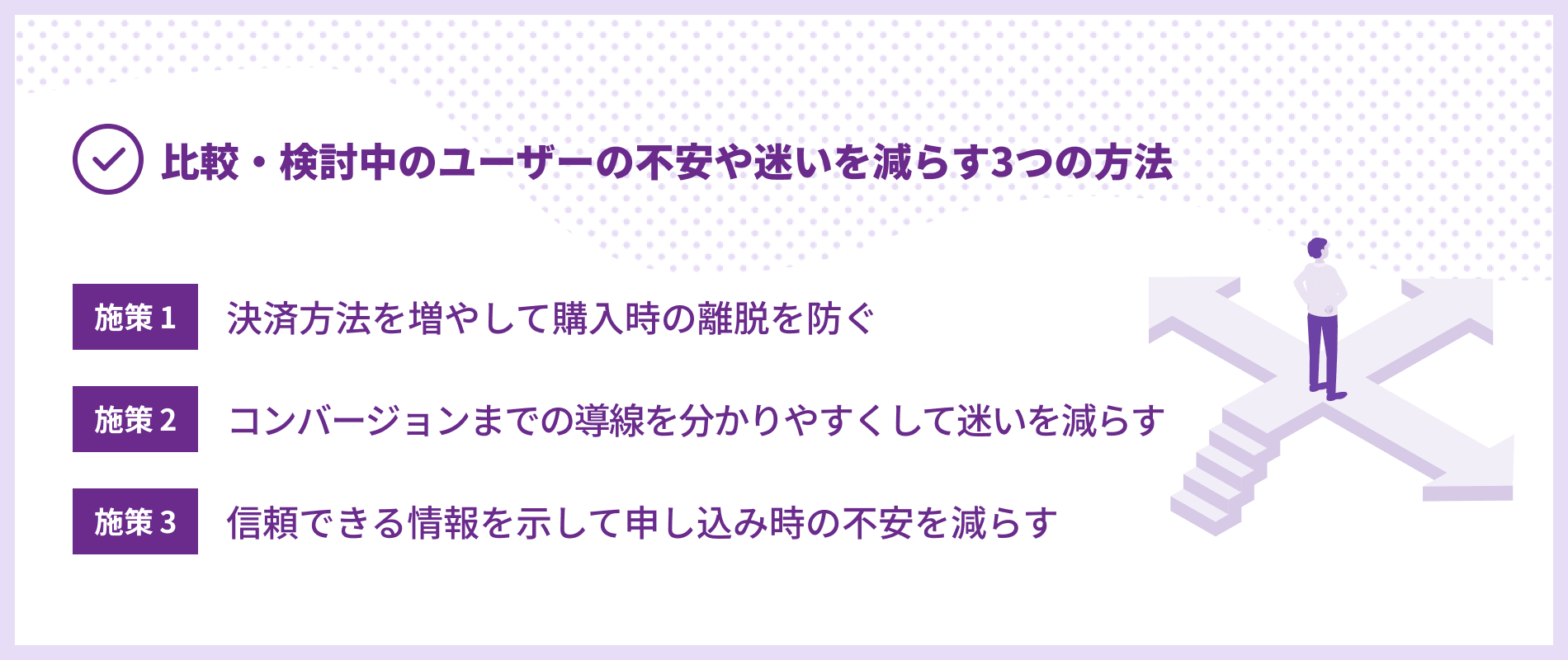 【優先度：中】比較・検討中のユーザーの不安や迷いを減らす3つの方法