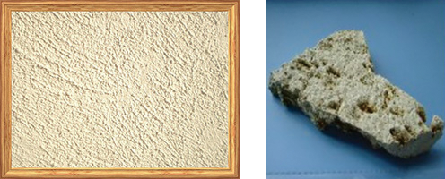 【コーラル（南部石灰岩）】 南部石灰岩が細かくなると石粉（イシグー）と呼ばれます。昔の沖縄集落道路といえばコーラルの白い道でした。調湿機能に優れた呼吸素材です。