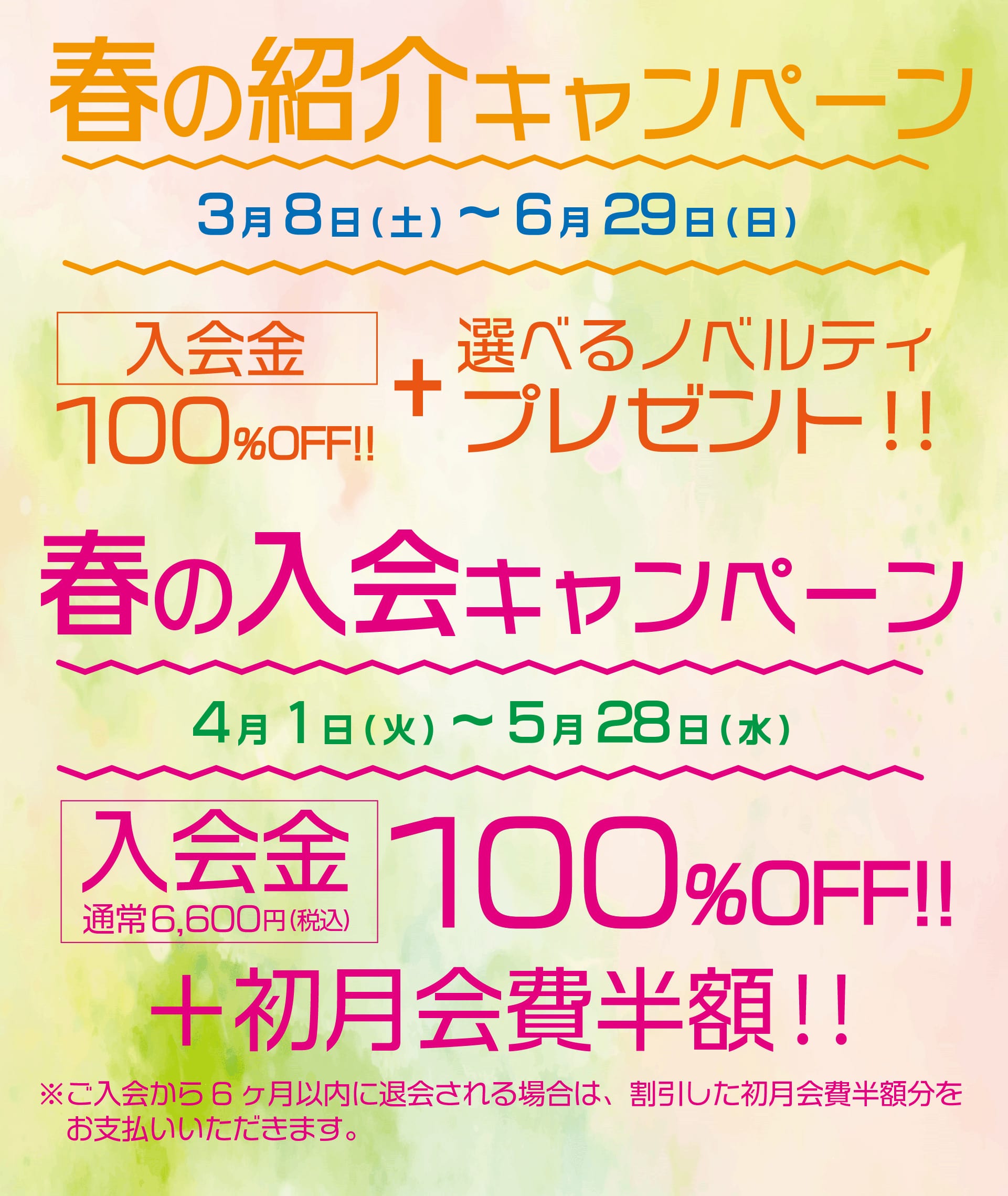 上北台大人のスイミングスクールキャンペーン