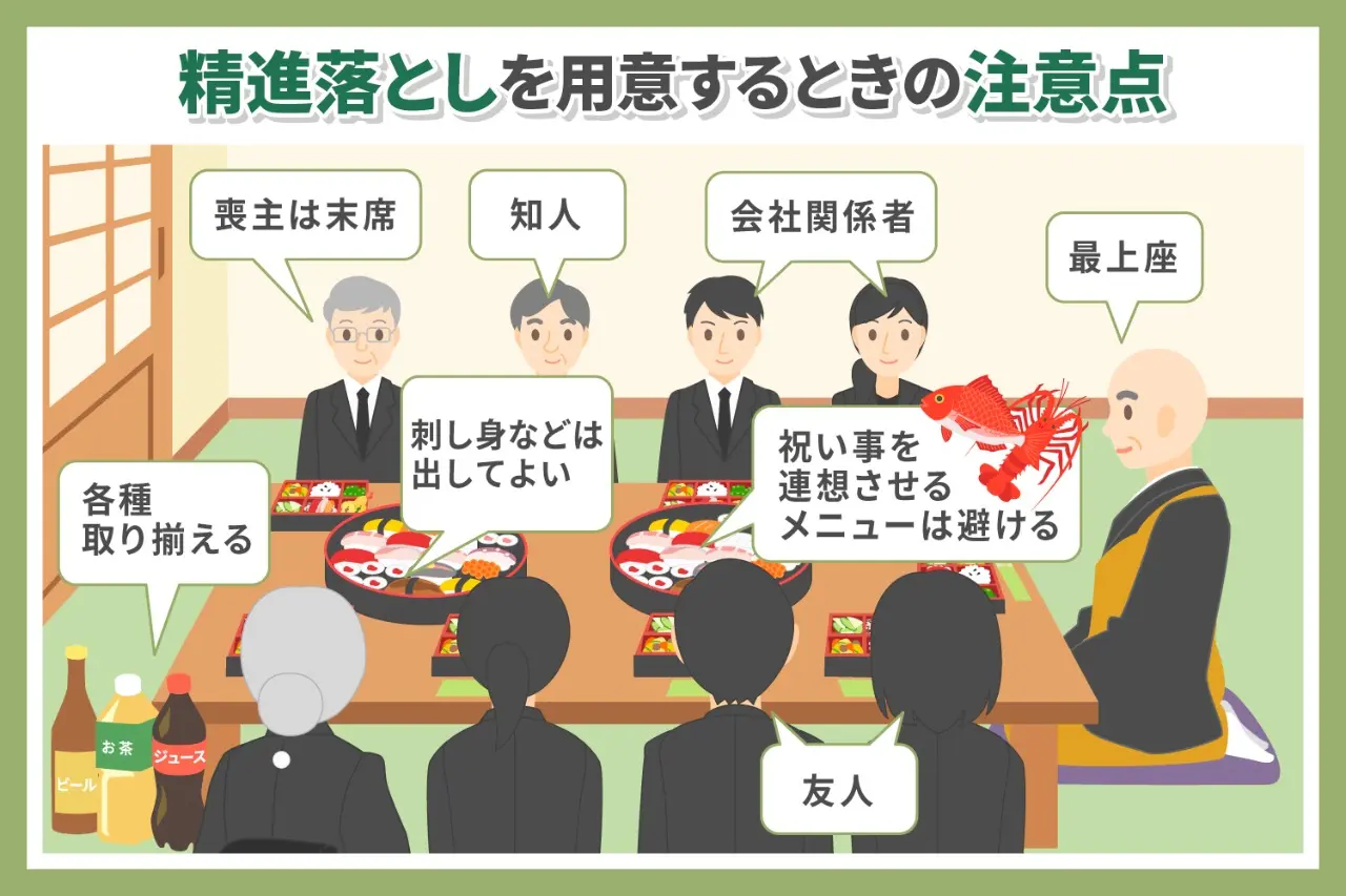 精進落としを用意するときの注意点